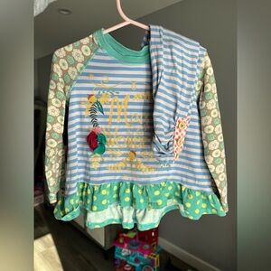 Matilda Jane Glimmer Long Sleeved Tunic Top & Be Brave Striped Leggings Size 2T
